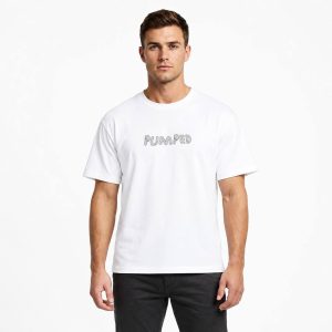 تیشرت سفید باکسی Pumped کد 35/19